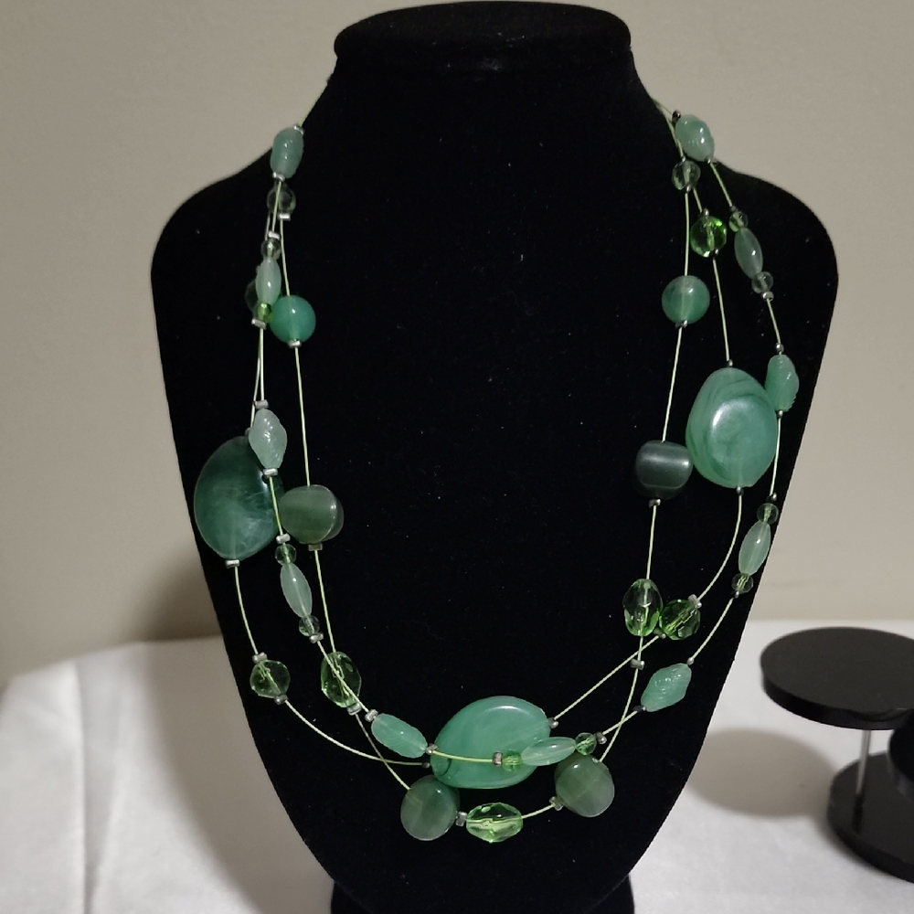 Chic Green Multi-Strand Necklace